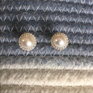 Pearl and CZ earrings